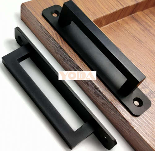 Stainless steel square furniture handle with solid plate