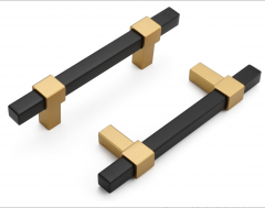 Satainless steel square cabinet handle with gold zinc alloy leg