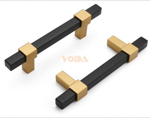 Satainless steel square cabinet handle with gold zinc alloy leg